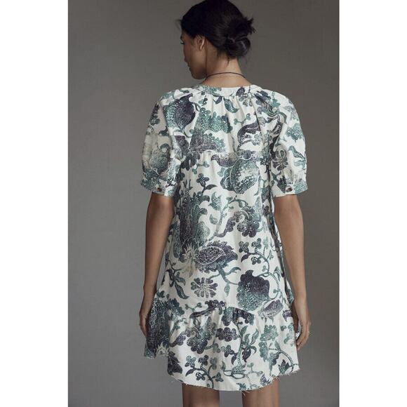 NWT Anthropologie x Pilcro Printed Puff Sleeve Dress Cotton Linen Blend Small - Picture 7 of 16
